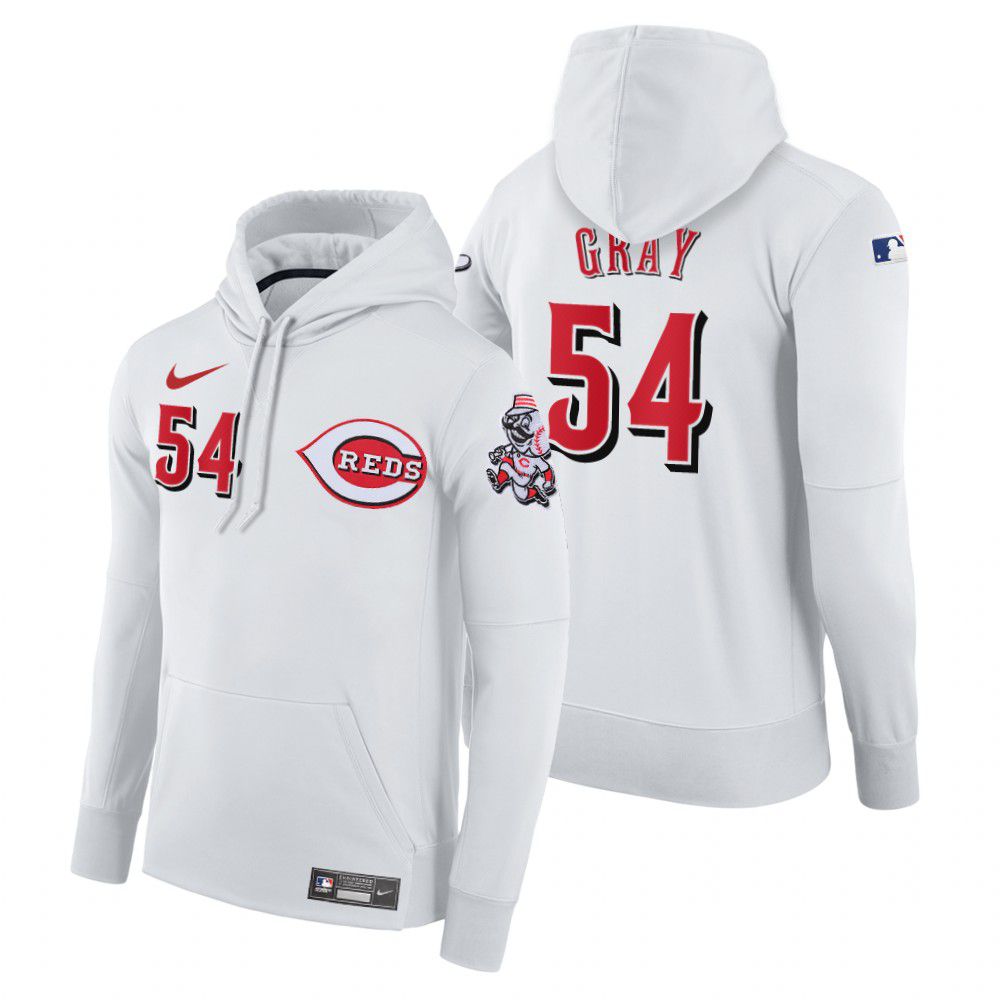 Men Cincinnati Reds #54 Gray white home hoodie 2021 MLB Nike Jerseys